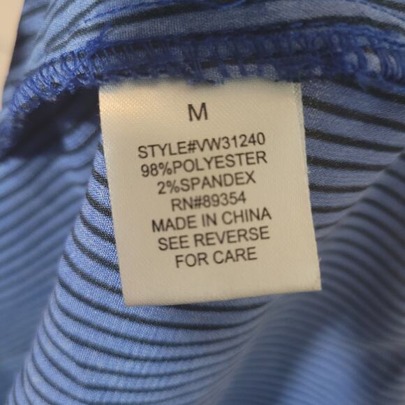 Adrienne Vittadini Size M Striped Long Sleeve Button Up Roll tab Top Office - Picture 7 of 10